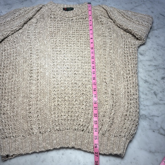 Vintage Abercrombie & Fitch Cream Fisherman Sweater with Cable-Knit - Picture 7 of 9